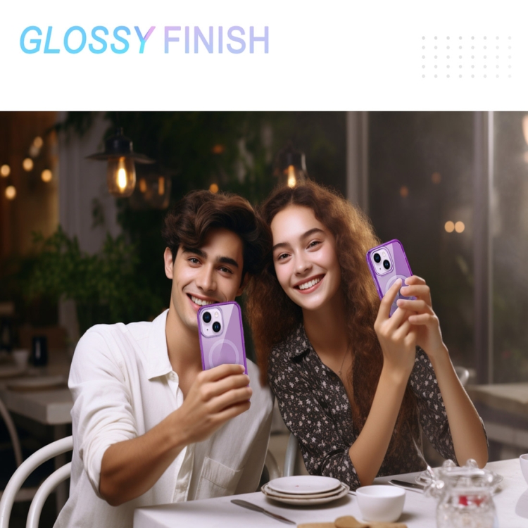 For iPhone 14 Plus Colorful MagSafe Magnetic PC Hybrid TPU Phone Case(Dark Purple) For iPhone 14 Plus Colorful MagSafe Magnetic PC Hybrid TPU Phone Case(Dark Purple)