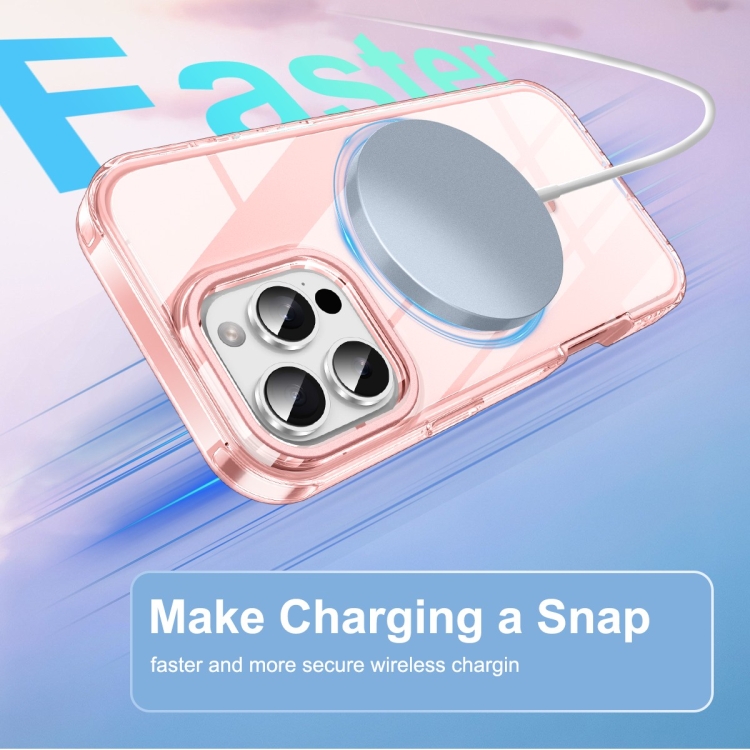 For iPhone 16 Pro Max Colorful MagSafe Magnetic PC Hybrid TPU Phone Case(Pink) For iPhone 16 Pro Max Colorful MagSafe Magnetic PC Hybrid TPU Phone Case(Pink)