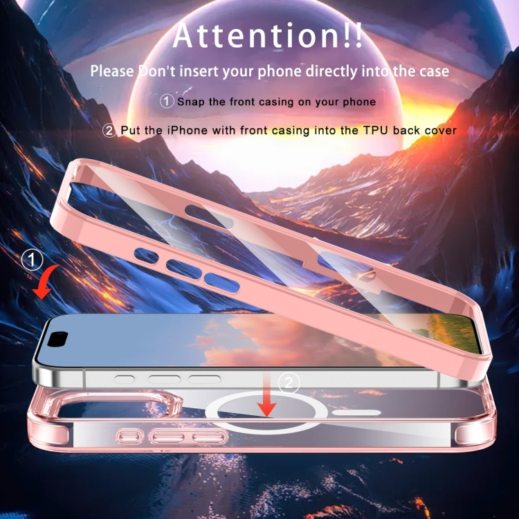 For iPhone 16 Pro Max Colorful MagSafe Magnetic PC Hybrid TPU Phone Case(Pink) For iPhone 16 Pro Max Colorful MagSafe Magnetic PC Hybrid TPU Phone Case(Pink)