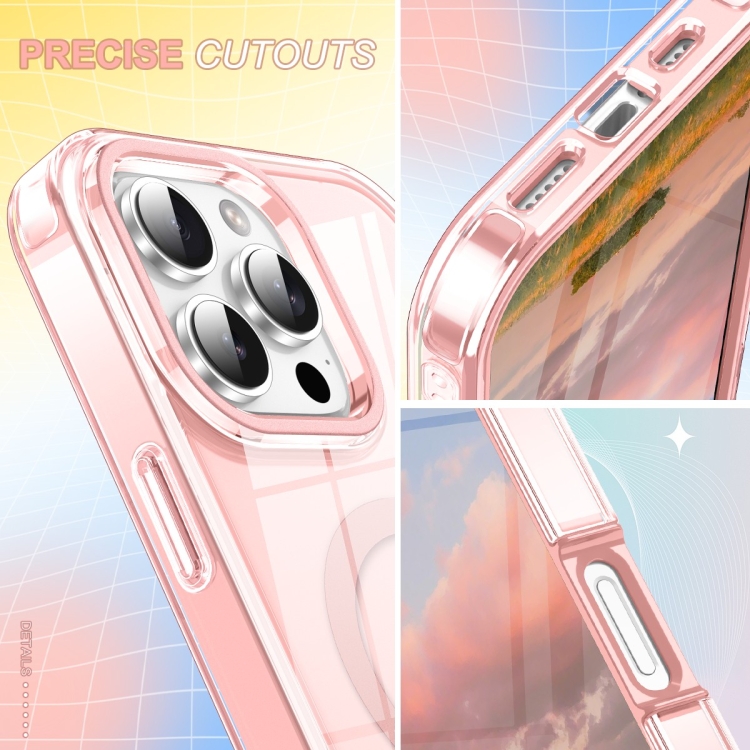 For iPhone 16 Pro Max Colorful MagSafe Magnetic PC Hybrid TPU Phone Case(Pink) For iPhone 16 Pro Max Colorful MagSafe Magnetic PC Hybrid TPU Phone Case(Pink)