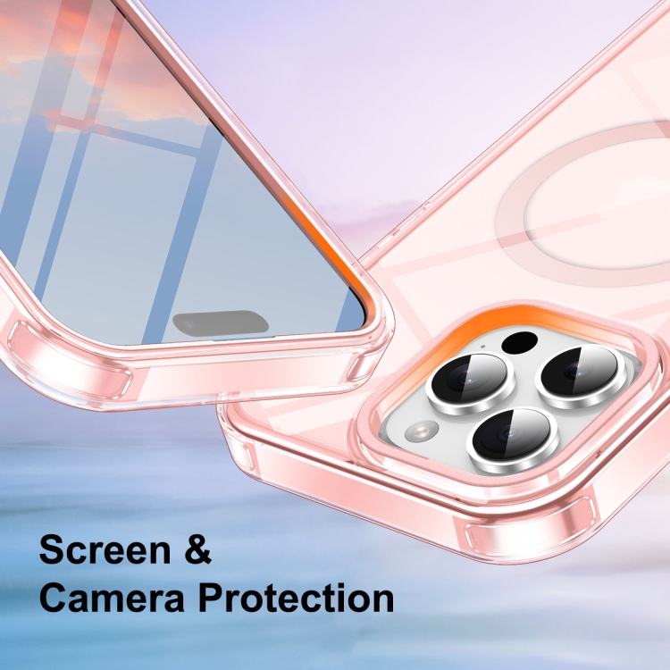 For iPhone 16 Pro Max Colorful MagSafe Magnetic PC Hybrid TPU Phone Case(Pink) For iPhone 16 Pro Max Colorful MagSafe Magnetic PC Hybrid TPU Phone Case(Pink)