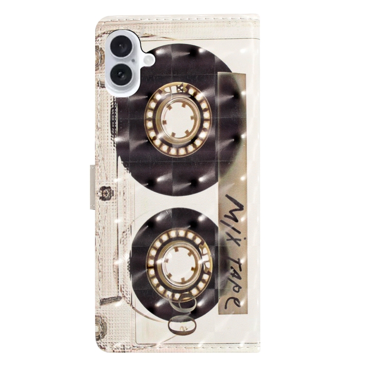 For iPhone 16 3D Pattern Leather Phone Case(Tape) For iPhone 16 3D Pattern Leather Phone Case(Tape)
