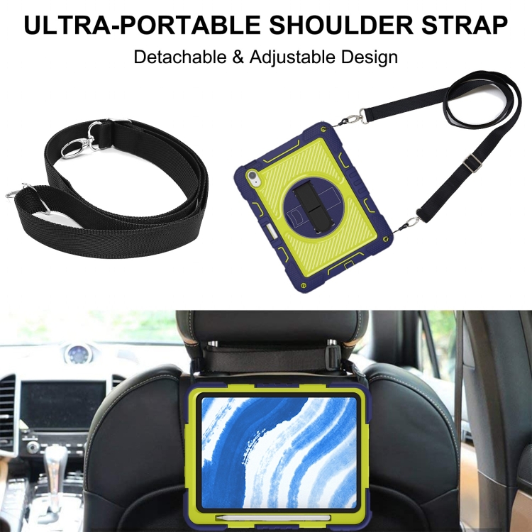 For iPad Air 11 2024 / Air 2022 10.9 360 Degree Rotation PC Contrast Silicone Tablet Case(Navy Blue + Yellow Green) For iPad Air 11 2024 / Air 2022 10.9 360 Degree Rotation PC Contrast Silicone Tablet Case(Navy Blue + Yellow Green)