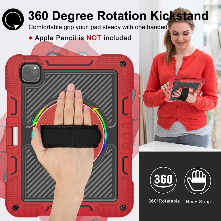 For iPad Pro 11 2024 360 Degree Rotation PC Contrast Silicone Tablet Case(Red + Black) For iPad Pro 11 2024 360 Degree Rotation PC Contrast Silicone Tablet Case(Red + Black)
