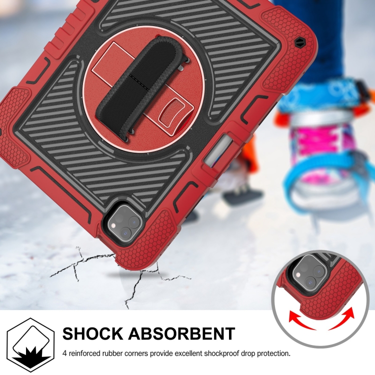 For iPad Pro 11 2024 360 Degree Rotation PC Contrast Silicone Tablet Case(Red + Black) For iPad Pro 11 2024 360 Degree Rotation PC Contrast Silicone Tablet Case(Red + Black)