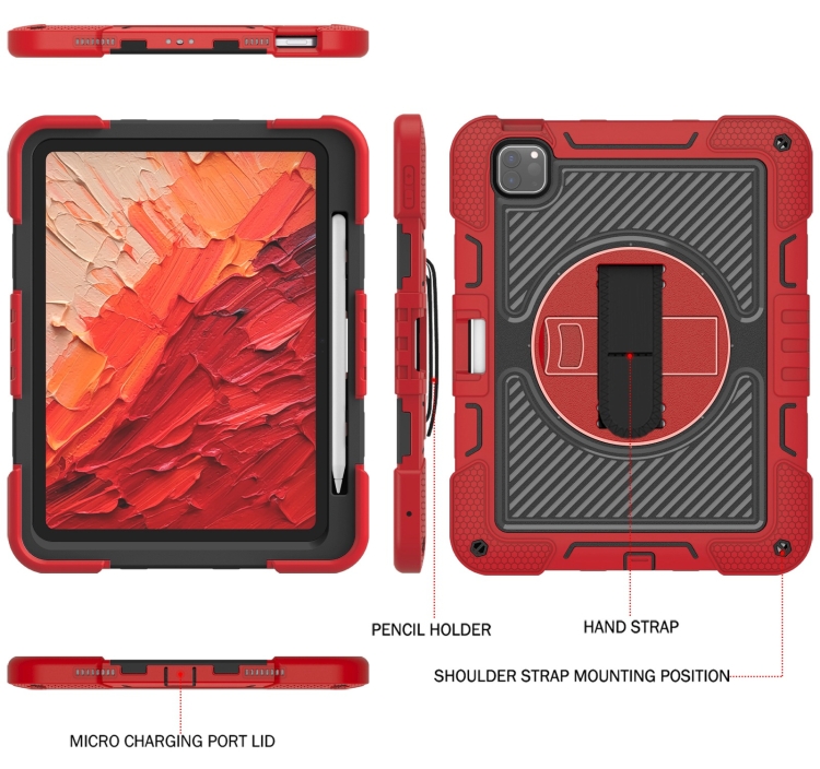 For iPad Pro 11 2024 360 Degree Rotation PC Contrast Silicone Tablet Case(Red + Black) For iPad Pro 11 2024 360 Degree Rotation PC Contrast Silicone Tablet Case(Red + Black)