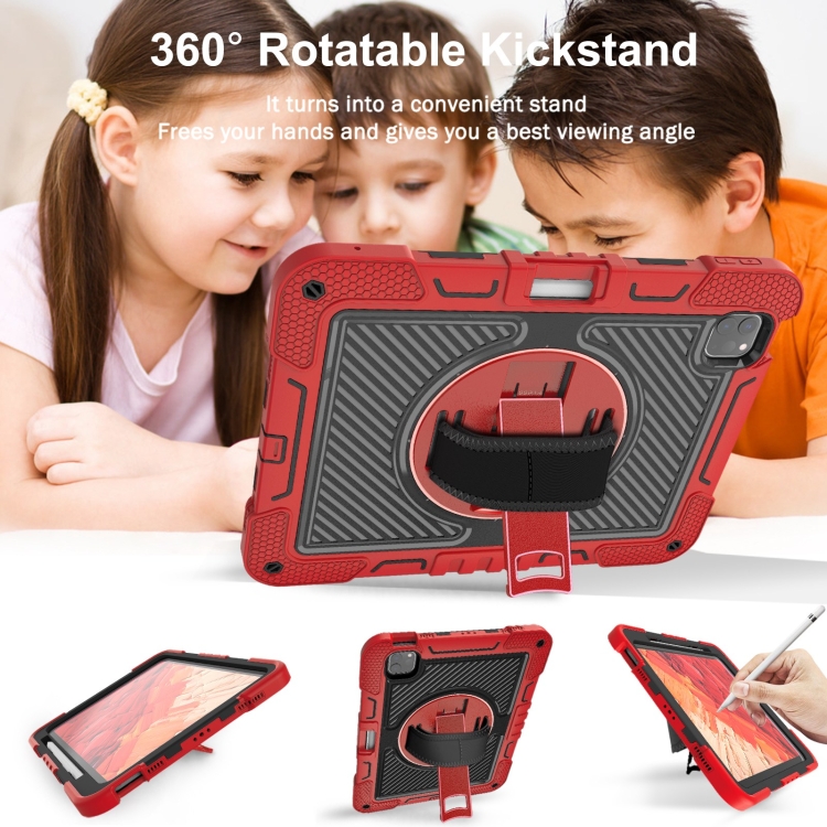 For iPad Pro 11 2024 360 Degree Rotation PC Contrast Silicone Tablet Case(Red + Black) For iPad Pro 11 2024 360 Degree Rotation PC Contrast Silicone Tablet Case(Red + Black)