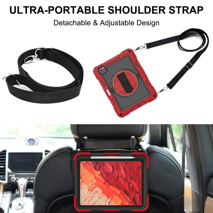 For iPad Pro 11 2024 360 Degree Rotation PC Contrast Silicone Tablet Case(Red + Black) For iPad Pro 11 2024 360 Degree Rotation PC Contrast Silicone Tablet Case(Red + Black)