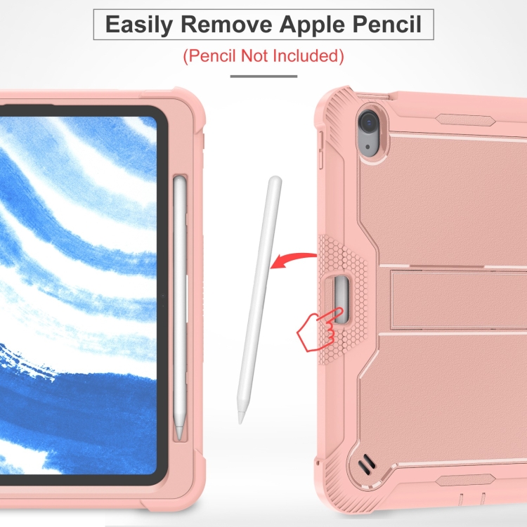 For iPad Air 11 2024 / Air 2022 10.9 Shockproof Silicone Hybrid PC Tablet Case with Holder(Rose Gold) For iPad Air 11 2024 / Air 2022 10.9 Shockproof Silicone Hybrid PC Tablet Case with Holder(Rose Gold)