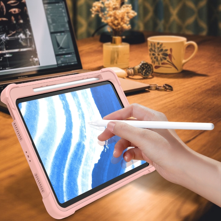 For iPad Air 11 2024 / Air 2022 10.9 Shockproof Silicone Hybrid PC Tablet Case with Holder(Rose Gold) For iPad Air 11 2024 / Air 2022 10.9 Shockproof Silicone Hybrid PC Tablet Case with Holder(Rose Gold)