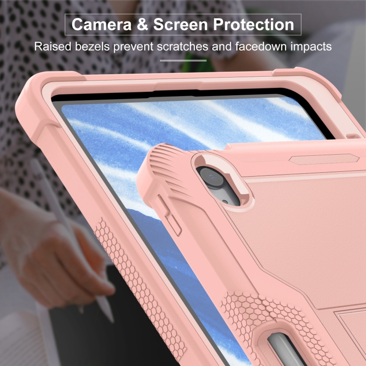 For iPad Air 11 2024 / Air 2022 10.9 Shockproof Silicone Hybrid PC Tablet Case with Holder(Rose Gold) For iPad Air 11 2024 / Air 2022 10.9 Shockproof Silicone Hybrid PC Tablet Case with Holder(Rose Gold)