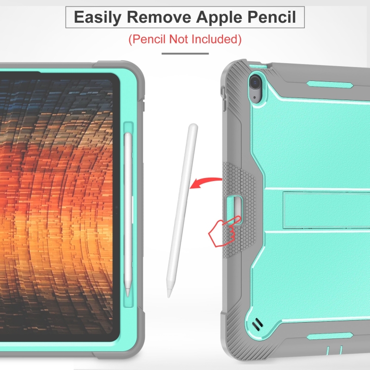 For iPad Air 13 2024 Shockproof Silicone Hybrid PC Tablet Case with Holder(Mint Green + Grey) For iPad Air 13 2024 Shockproof Silicone Hybrid PC Tablet Case with Holder(Mint Green + Grey)