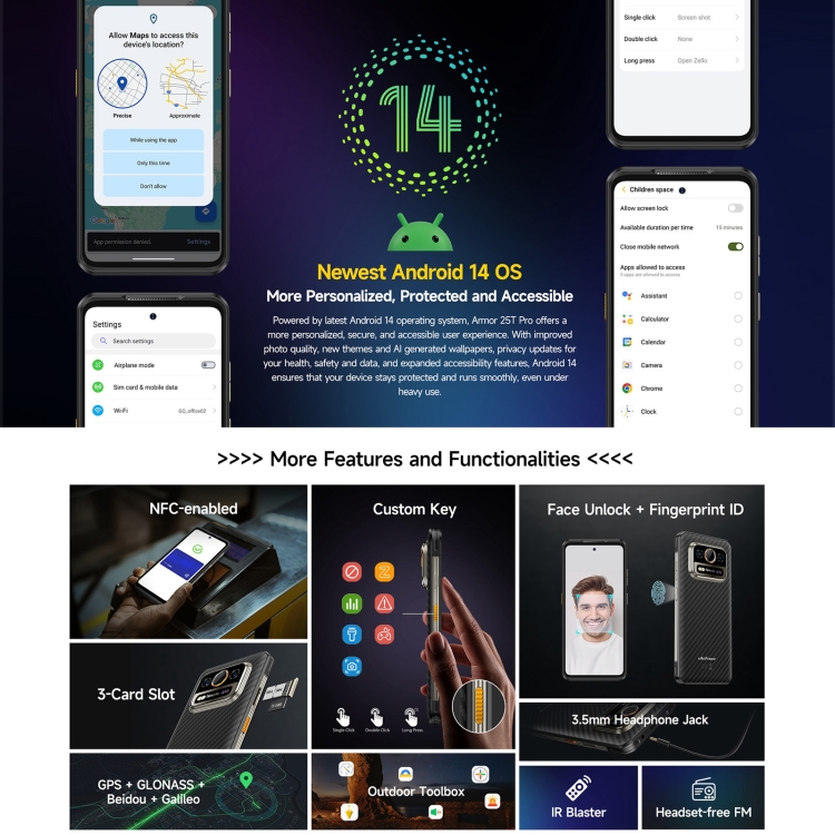 [HK Warehouse] Ulefone Armor 25T Pro Rugged Phone, 6GB+256GB, Thermal Imaging, 6.78 inch Android 14 MediaTek Dimensity 6300 Octa Core, Network: 5G, NFC(Frost Black)