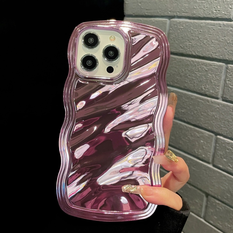 For iPhone 14 Wave Plated PC Hybrid TPU Phone Case(Purple) For iPhone 14 Wave Plated PC Hybrid TPU Phone Case(Purple)