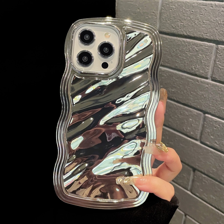 For iPhone 14 Pro Wave Plated PC Hybrid TPU Phone Case(Silver) For iPhone 14 Pro Wave Plated PC Hybrid TPU Phone Case(Silver)