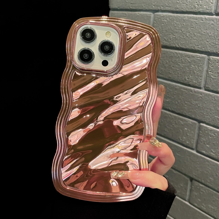 For iPhone 13 Pro Max Wave Plated PC Hybrid TPU Phone Case(Rose Gold) For iPhone 13 Pro Max Wave Plated PC Hybrid TPU Phone Case(Rose Gold)
