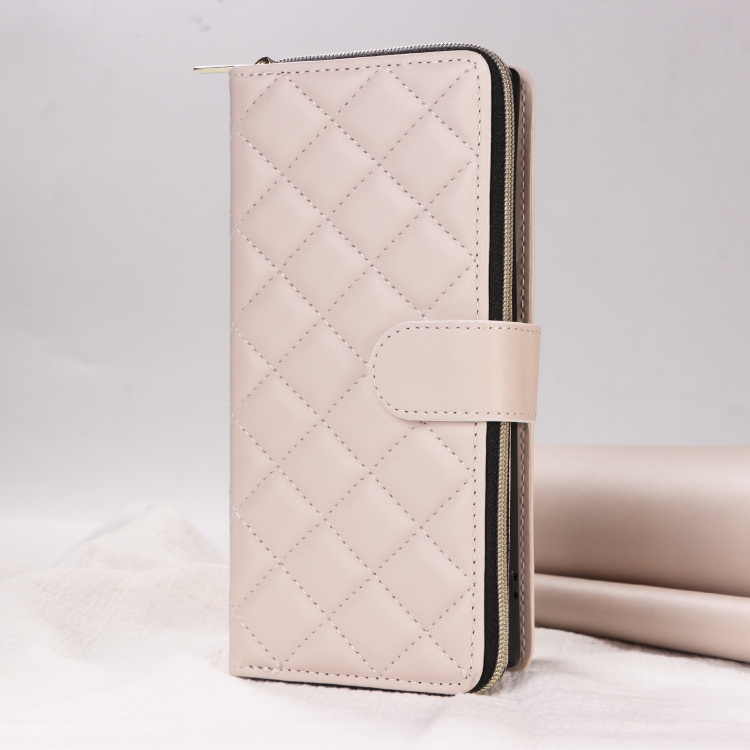 For Samsung Galaxy S24 5G Crossbody Rhombic Zipper Tower Buckle Leather Phone Case with Lanyard(Beige) For Samsung Galaxy S24 5G Crossbody Rhombic Zipper Tower Buckle Leather Phone Case with Lanyard(Beige)