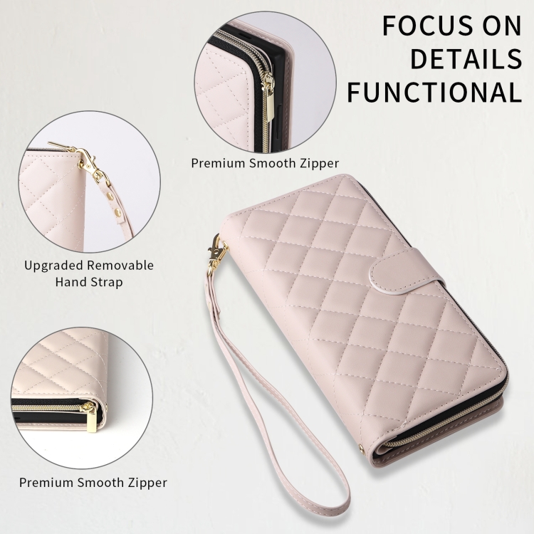 For Samsung Galaxy S24 5G Crossbody Rhombic Zipper Tower Buckle Leather Phone Case with Lanyard(Beige) For Samsung Galaxy S24 5G Crossbody Rhombic Zipper Tower Buckle Leather Phone Case with Lanyard(Beige)