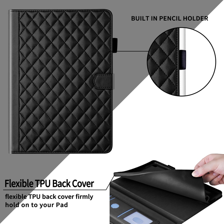 For iPad Pro 11 2024 Rhombus Lattice Leather Smart Tablet Case(Black) For iPad Pro 11 2024 Rhombus Lattice Leather Smart Tablet Case(Black)