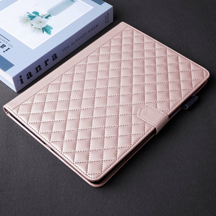 For iPad Pro 12.9 2022 / 2021 / 2020 Rhombus Lattice Leather Smart Tablet Case(Rose Gold) For iPad Pro 12.9 2022 / 2021 / 2020 Rhombus Lattice Leather Smart Tablet Case(Rose Gold)