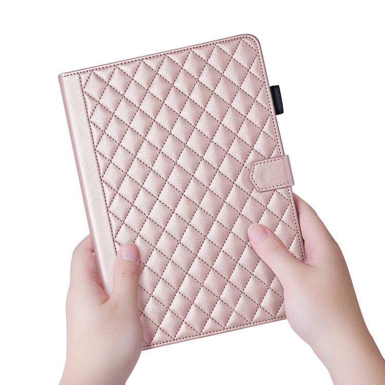 For iPad Pro 12.9 2022 / 2021 / 2020 Rhombus Lattice Leather Smart Tablet Case(Rose Gold) For iPad Pro 12.9 2022 / 2021 / 2020 Rhombus Lattice Leather Smart Tablet Case(Rose Gold)