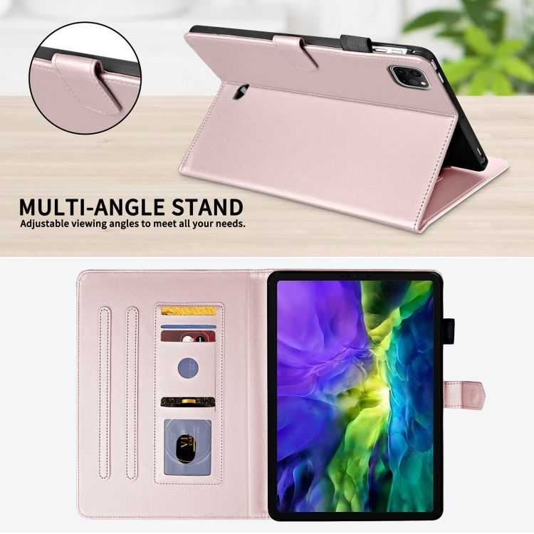 For iPad Pro 12.9 2022 / 2021 / 2020 Rhombus Lattice Leather Smart Tablet Case(Rose Gold) For iPad Pro 12.9 2022 / 2021 / 2020 Rhombus Lattice Leather Smart Tablet Case(Rose Gold)