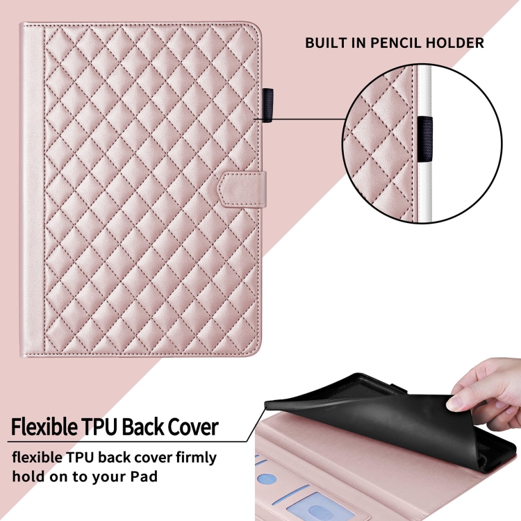 For iPad Pro 12.9 2022 / 2021 / 2020 Rhombus Lattice Leather Smart Tablet Case(Rose Gold) For iPad Pro 12.9 2022 / 2021 / 2020 Rhombus Lattice Leather Smart Tablet Case(Rose Gold)