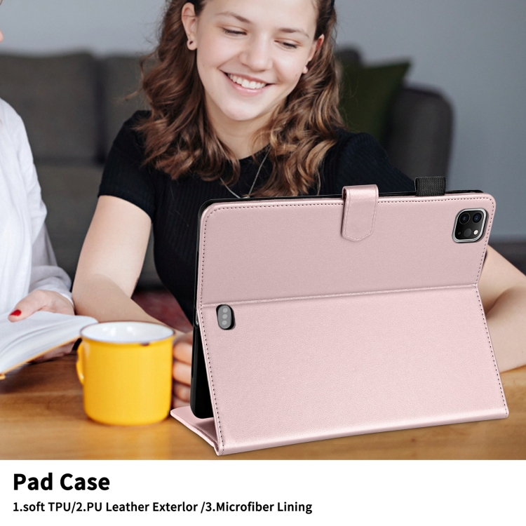 For iPad Pro 12.9 2022 / 2021 / 2020 Rhombus Lattice Leather Smart Tablet Case(Rose Gold) For iPad Pro 12.9 2022 / 2021 / 2020 Rhombus Lattice Leather Smart Tablet Case(Rose Gold)