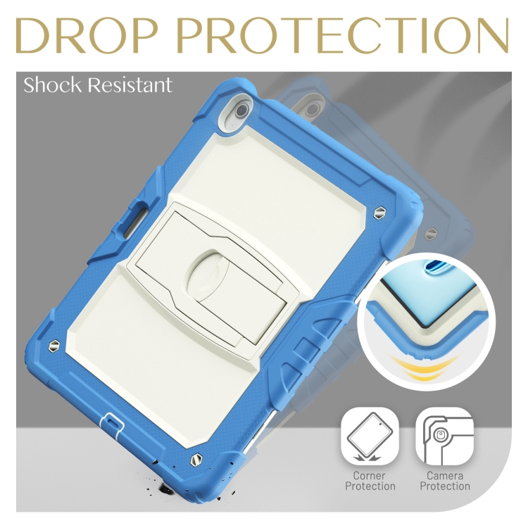 For iPad Air 13 2024 Silicone Hydric PC Tablet Case with Shoulder Strap & Holder(Beige Cyan-blue) For iPad Air 13 2024 Silicone Hydric PC Tablet Case with Shoulder Strap & Holder(Beige Cyan-blue)
