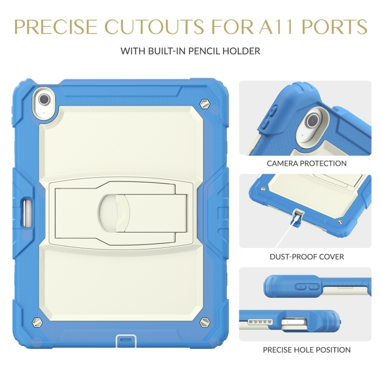 For iPad Air 13 2024 Silicone Hydric PC Tablet Case with Shoulder Strap & Holder(Beige Cyan-blue) For iPad Air 13 2024 Silicone Hydric PC Tablet Case with Shoulder Strap & Holder(Beige Cyan-blue)
