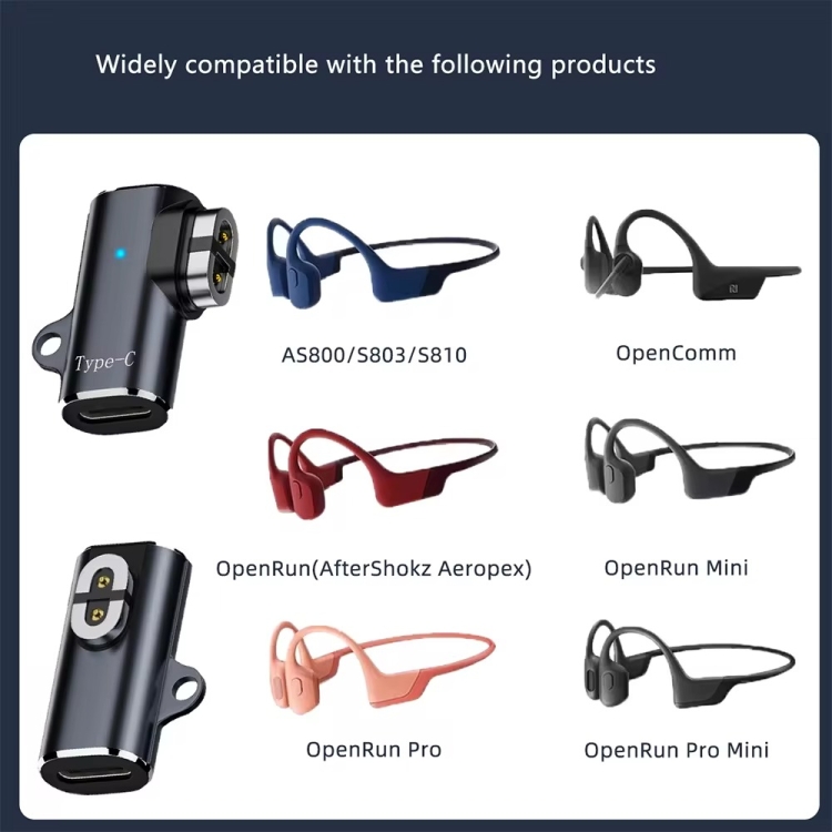 For Shokz Bone Conduction Bluetooth Earphone Charging Conversion Adapter, Interface:Type-C Side Bend For Shokz Bone Conduction Bluetooth Earphone Charging Conversion Adapter, Interface:Type-C Side Bend