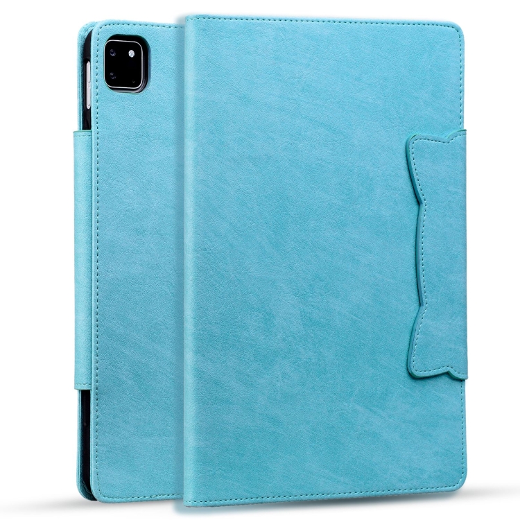 For iPad Pro 13 2024 Cat Buckle Leather Smart Tablet Case(Sky Blue) For iPad Pro 13 2024 Cat Buckle Leather Smart Tablet Case(Sky Blue)