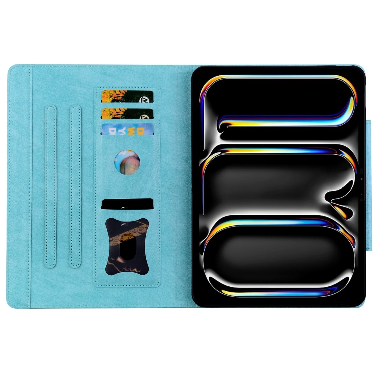 For iPad Pro 13 2024 Cat Buckle Leather Smart Tablet Case(Sky Blue) For iPad Pro 13 2024 Cat Buckle Leather Smart Tablet Case(Sky Blue)