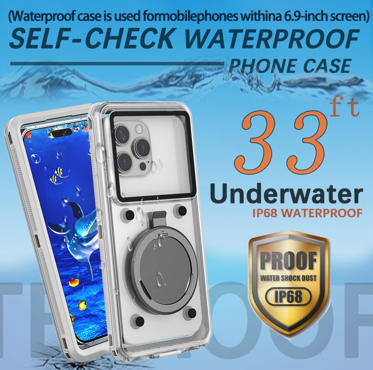 33ft 10m Underwater IP68 Waterproof Phone Case For Under 6.6 inch Phones(White) 33ft 10m Underwater IP68 Waterproof Phone Case For Under 6.6 inch Phones(White)
