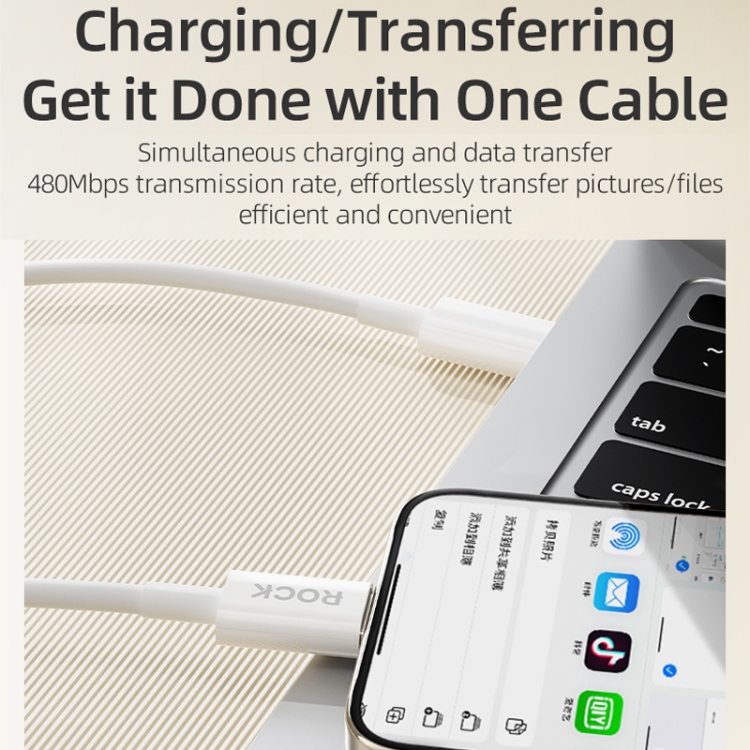 ROCK P8 Prime Series 1m USB-C / Type-C Fast Charging Data Cable, Interface:PD27W 8 Pin(White) ROCK P8 Prime Series 1m USB-C / Type-C Fast Charging Data Cable, Interface:PD27W 8 Pin(White)