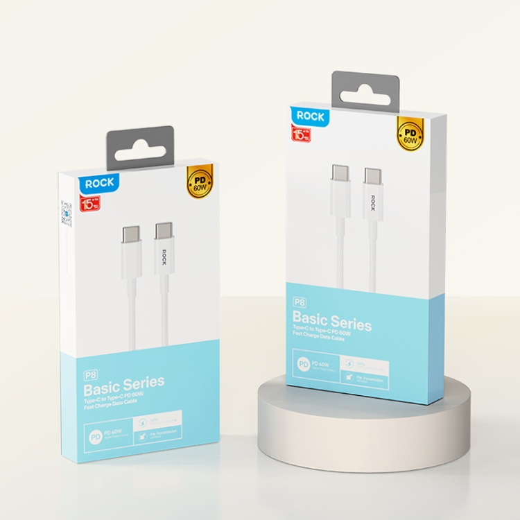 ROCK P8 Prime Series 1m USB-C / Type-C Fast Charging Data Cable, Interface:PD27W 8 Pin(White) ROCK P8 Prime Series 1m USB-C / Type-C Fast Charging Data Cable, Interface:PD27W 8 Pin(White)