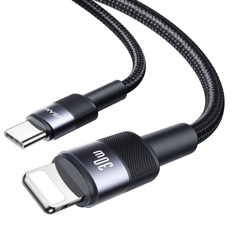 USAMS SJ729 30W USB-C/Type-C to 8 Pin Aluminum Alloy Data Cable, Length: 1.2m(Tarnish) USAMS SJ729 30W USB-C/Type-C to 8 Pin Aluminum Alloy Data Cable, Length: 1.2m(Tarnish)