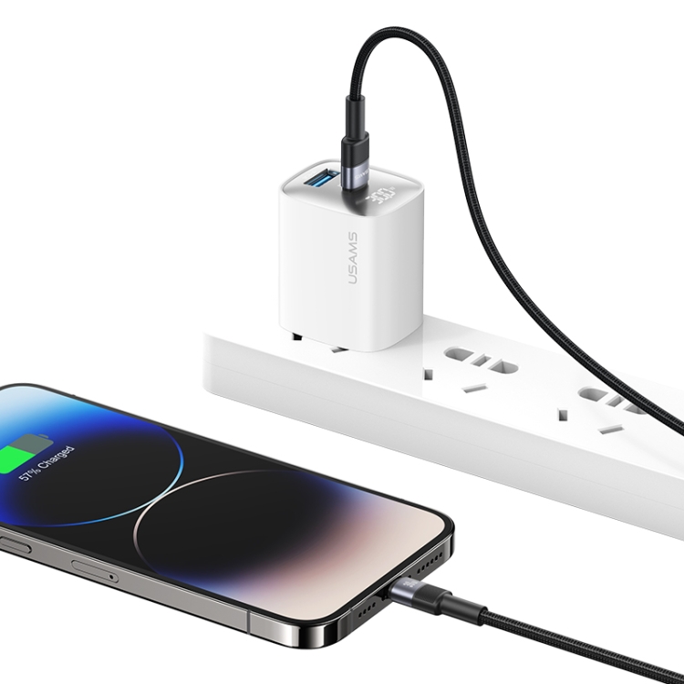 USAMS SJ729 30W USB-C/Type-C to 8 Pin Aluminum Alloy Data Cable, Length: 1.2m(Tarnish) USAMS SJ729 30W USB-C/Type-C to 8 Pin Aluminum Alloy Data Cable, Length: 1.2m(Tarnish)