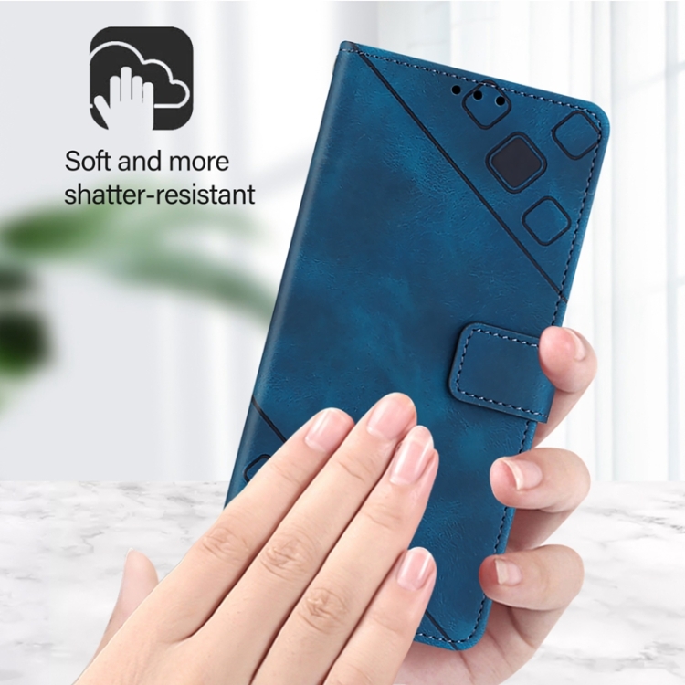 For Samsung Galaxy A40 Skin Feel Embossed Leather Phone Case(Blue)