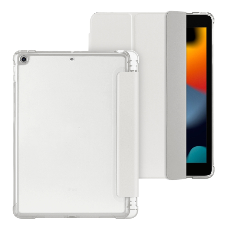 For iPad 10.2 2021 / 2020 / 2019 Tri-fold Holder TPU Cover Frosted Leather Smart Tablet Case withh Pen Slot(Grey) For iPad 10.2 2021 / 2020 / 2019 Tri-fold Holder TPU Cover Frosted Leather Smart Tablet Case withh Pen Slot(Grey)