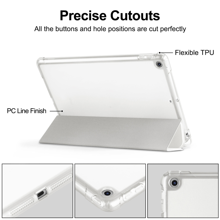For iPad 10.2 2021 / 2020 / 2019 Tri-fold Holder TPU Cover Frosted Leather Smart Tablet Case withh Pen Slot(Grey) For iPad 10.2 2021 / 2020 / 2019 Tri-fold Holder TPU Cover Frosted Leather Smart Tablet Case withh Pen Slot(Grey)