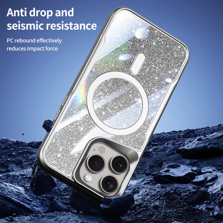 For iPhone 11 Blade MagSafe Magnetic Gradient Glitter PC Phone Case(Black) For iPhone 11 Blade MagSafe Magnetic Gradient Glitter PC Phone Case(Black)