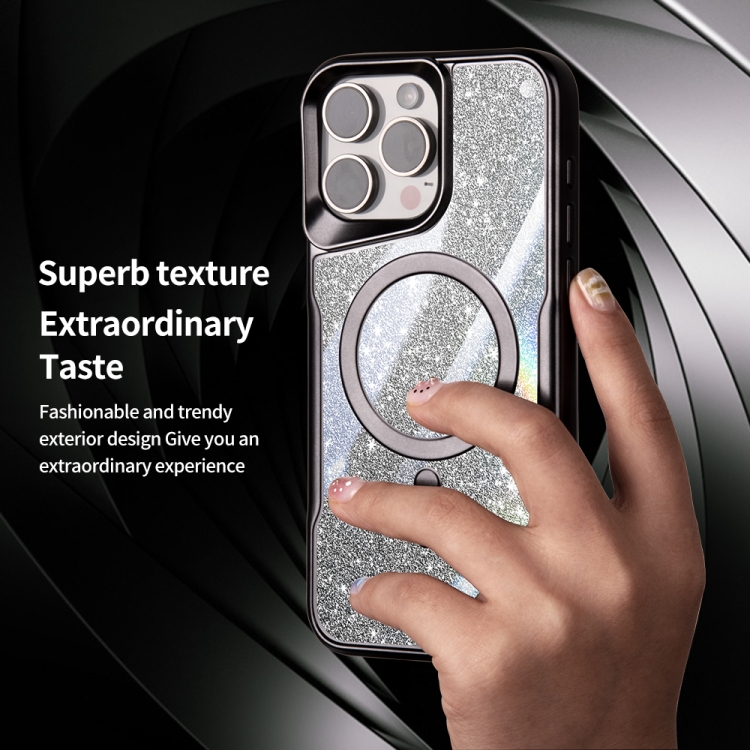 For iPhone 11 Blade MagSafe Magnetic Gradient Glitter PC Phone Case(Black) For iPhone 11 Blade MagSafe Magnetic Gradient Glitter PC Phone Case(Black)