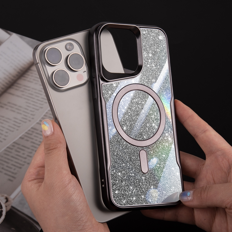 For iPhone 11 Blade MagSafe Magnetic Gradient Glitter PC Phone Case(Black) For iPhone 11 Blade MagSafe Magnetic Gradient Glitter PC Phone Case(Black)