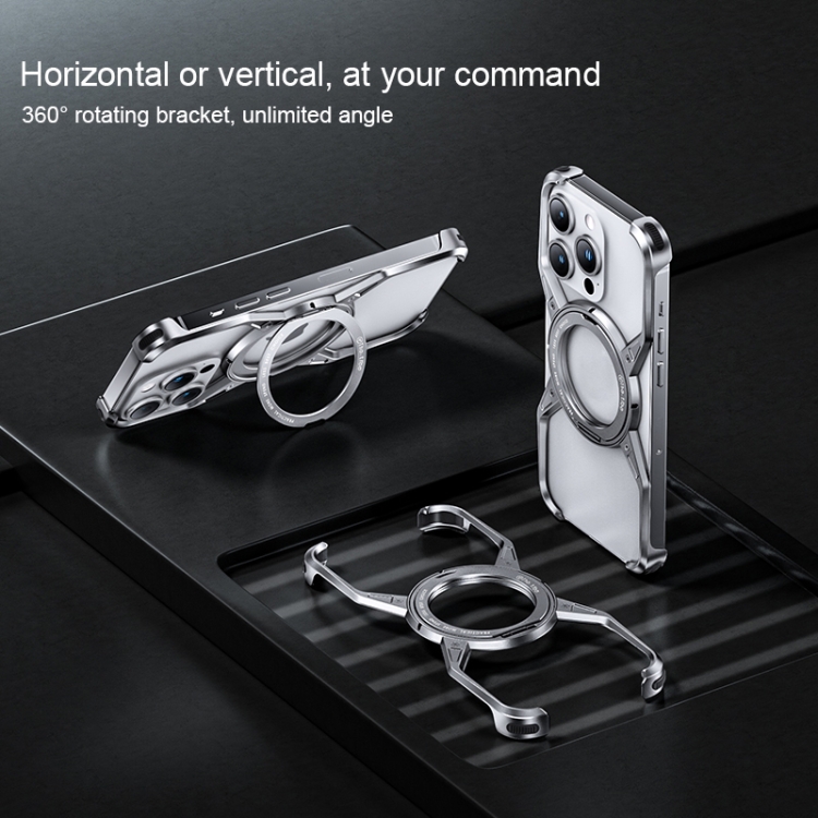 For iPhone 13 Pro Max / 14 Pro Max Aluminum Alloy Frameless 360-Degree Rotating Phone Case(Grey) For iPhone 13 Pro Max / 14 Pro Max Aluminum Alloy Frameless 360-Degree Rotating Phone Case(Grey)