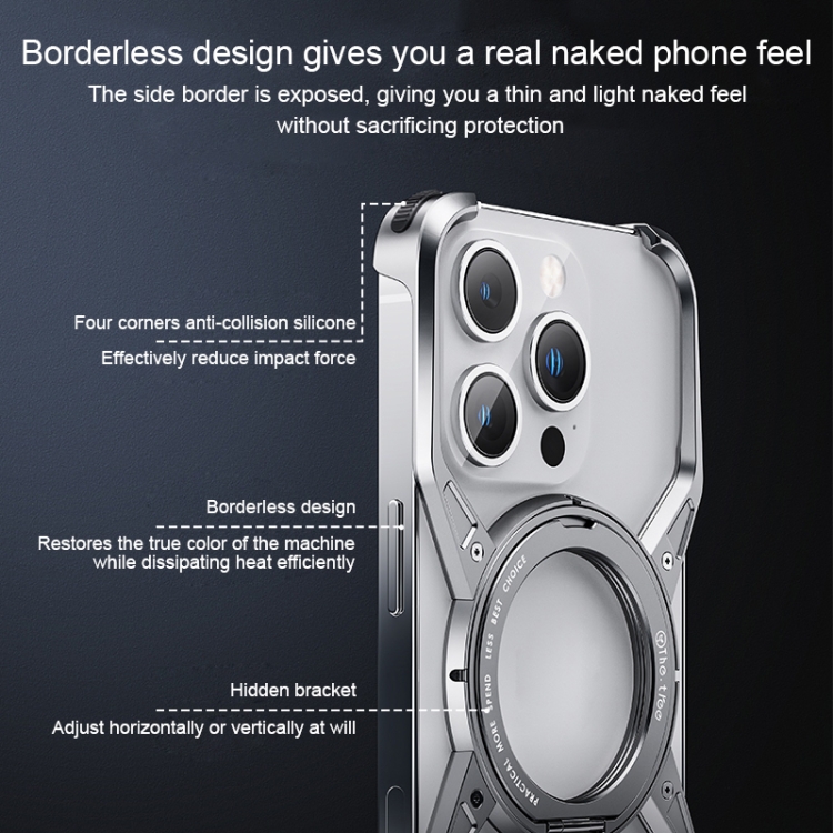 For iPhone 13 Pro Max / 14 Pro Max Aluminum Alloy Frameless 360-Degree Rotating Phone Case(Grey) For iPhone 13 Pro Max / 14 Pro Max Aluminum Alloy Frameless 360-Degree Rotating Phone Case(Grey)