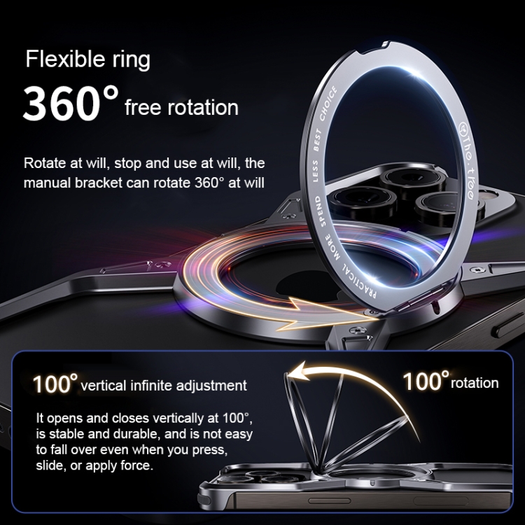 For iPhone 13 Pro Max / 14 Pro Max Aluminum Alloy Frameless 360-Degree Rotating Phone Case(Grey) For iPhone 13 Pro Max / 14 Pro Max Aluminum Alloy Frameless 360-Degree Rotating Phone Case(Grey)