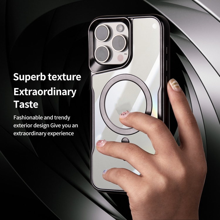For iPhone 15 Pro Blade MagSafe Magnetic Transparent PC Phone Case(Black) For iPhone 15 Pro Blade MagSafe Magnetic Transparent PC Phone Case(Black)