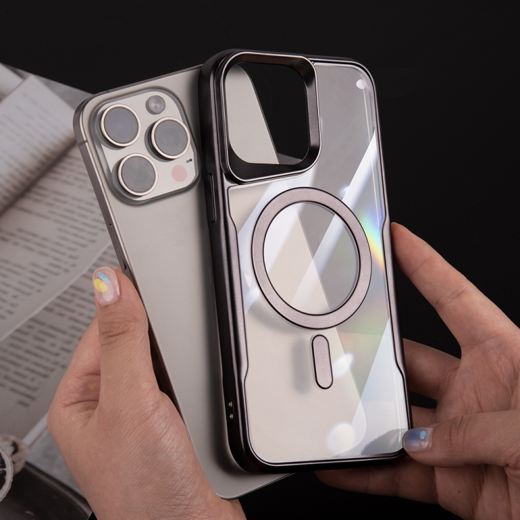 For iPhone 15 Pro Blade MagSafe Magnetic Transparent PC Phone Case(Black) For iPhone 15 Pro Blade MagSafe Magnetic Transparent PC Phone Case(Black)