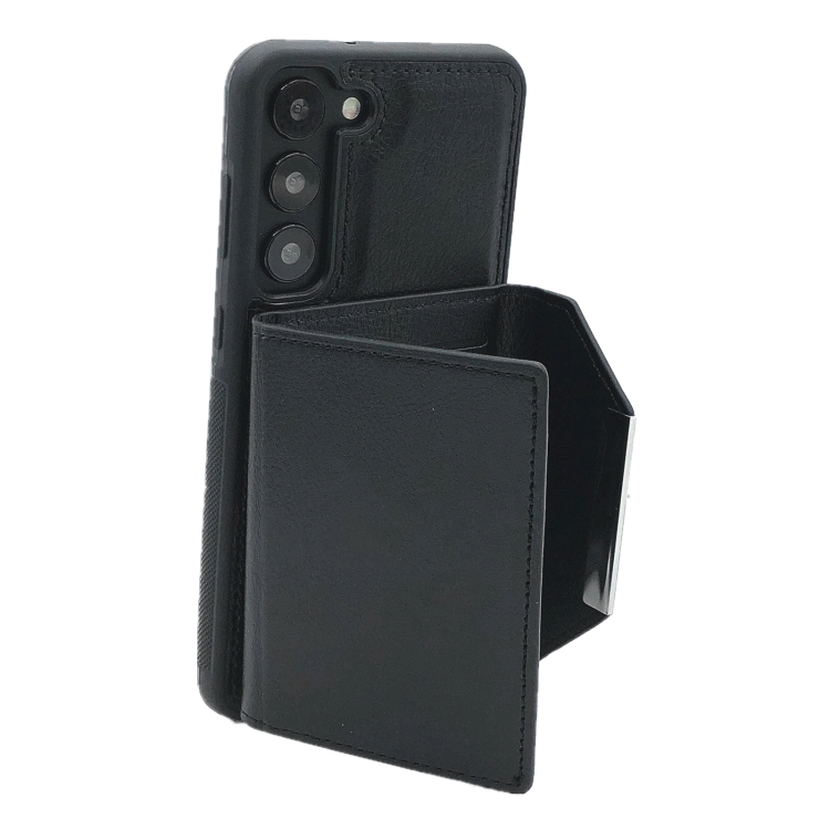 For Samsung Galaxy S22+ 5G Solid Color Metal Buckle Card Slots Bag Phone Case(Black) For Samsung Galaxy S22+ 5G Solid Color Metal Buckle Card Slots Bag Phone Case(Black)